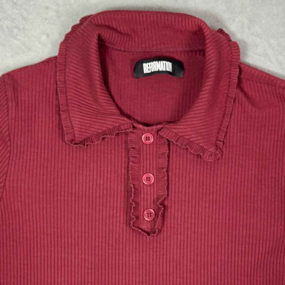 Refomation Wimbledon Garnet Ribbed Mini Dress - Picture 4 of 7